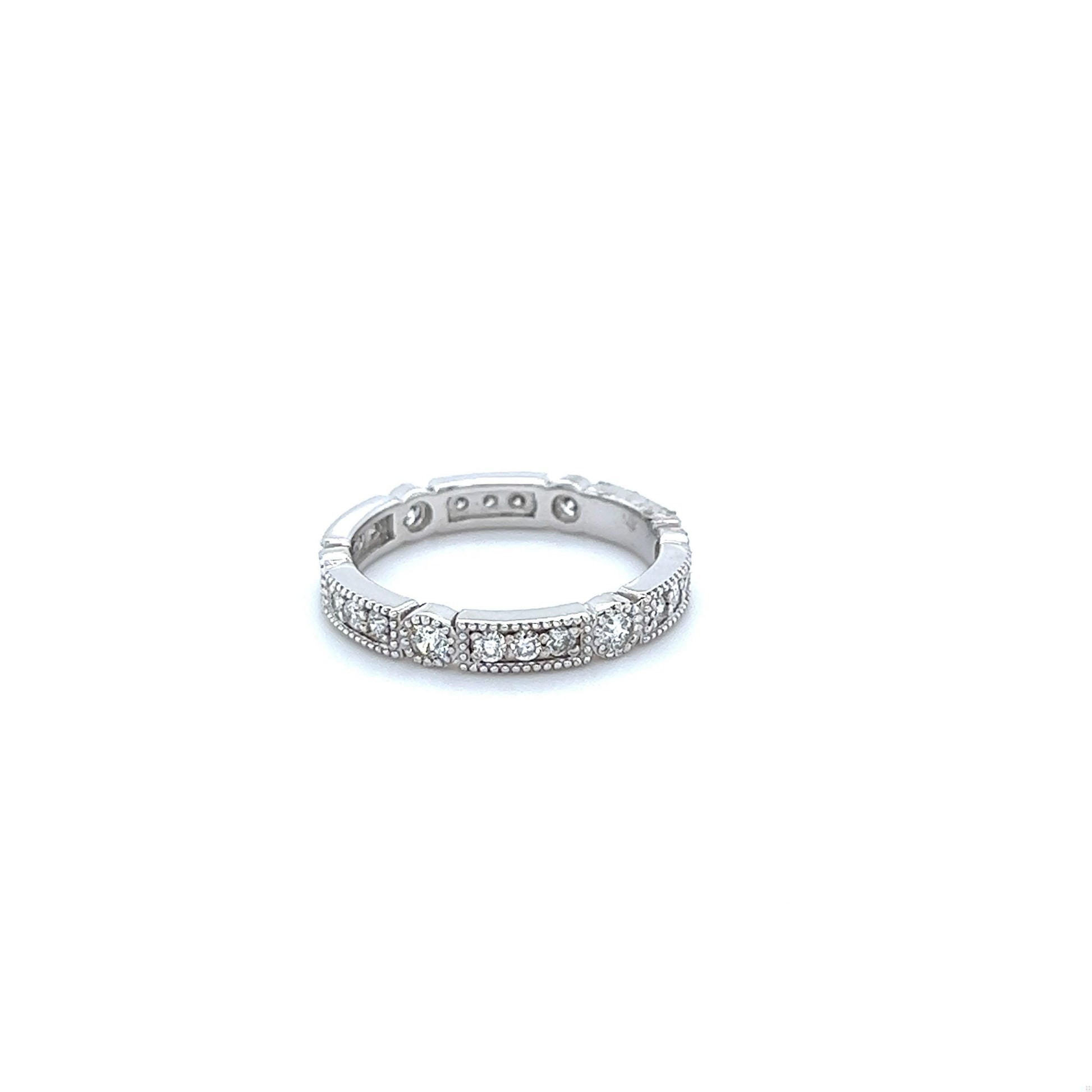 0.65 Carat Round Cut Diamond White Gold Band