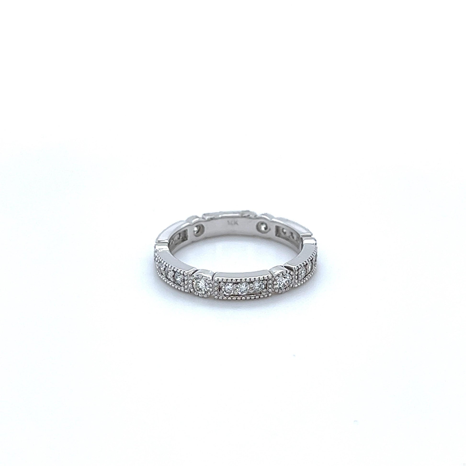 0.65 Carat Round Cut Diamond White Gold Band