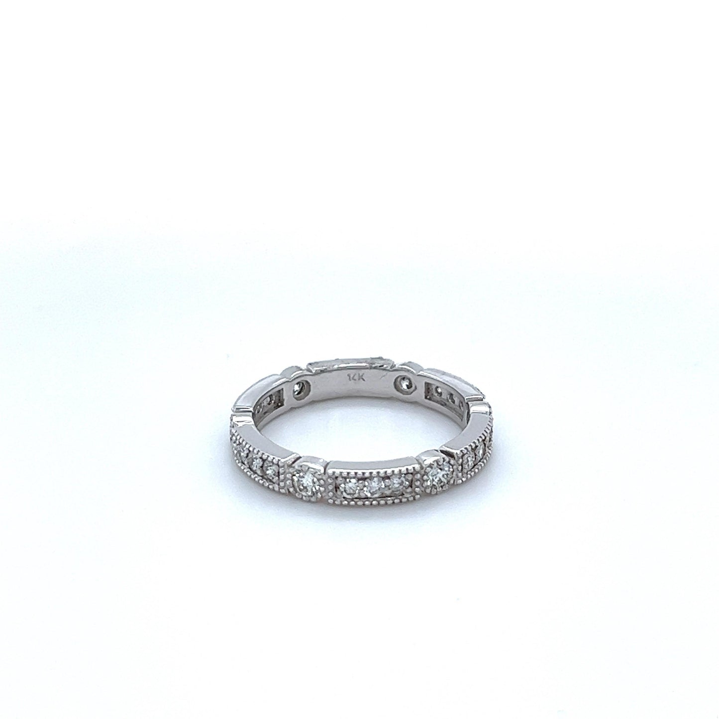 0.65 Carat Round Cut Diamond White Gold Band