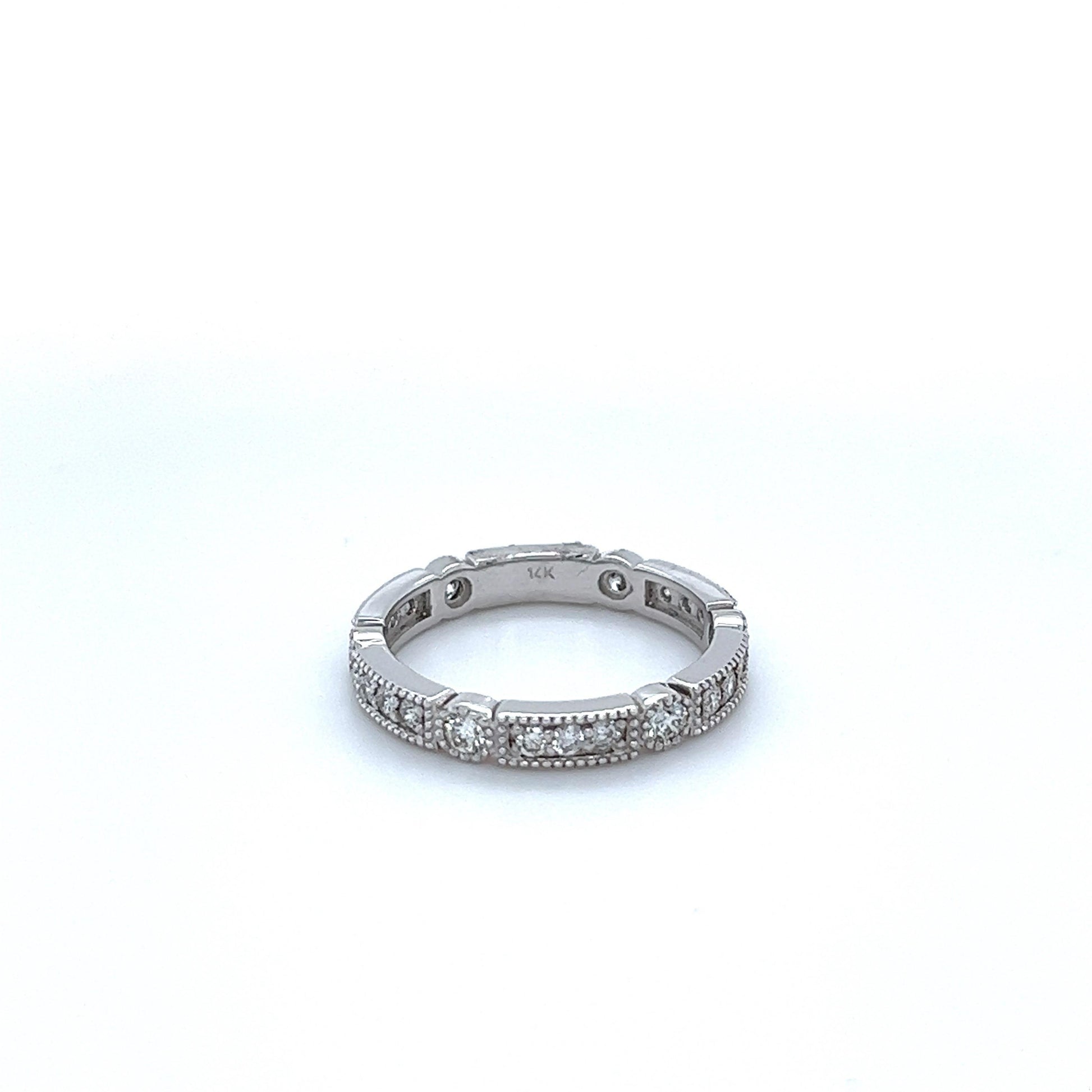 0.65 Carat Round Cut Diamond White Gold Band