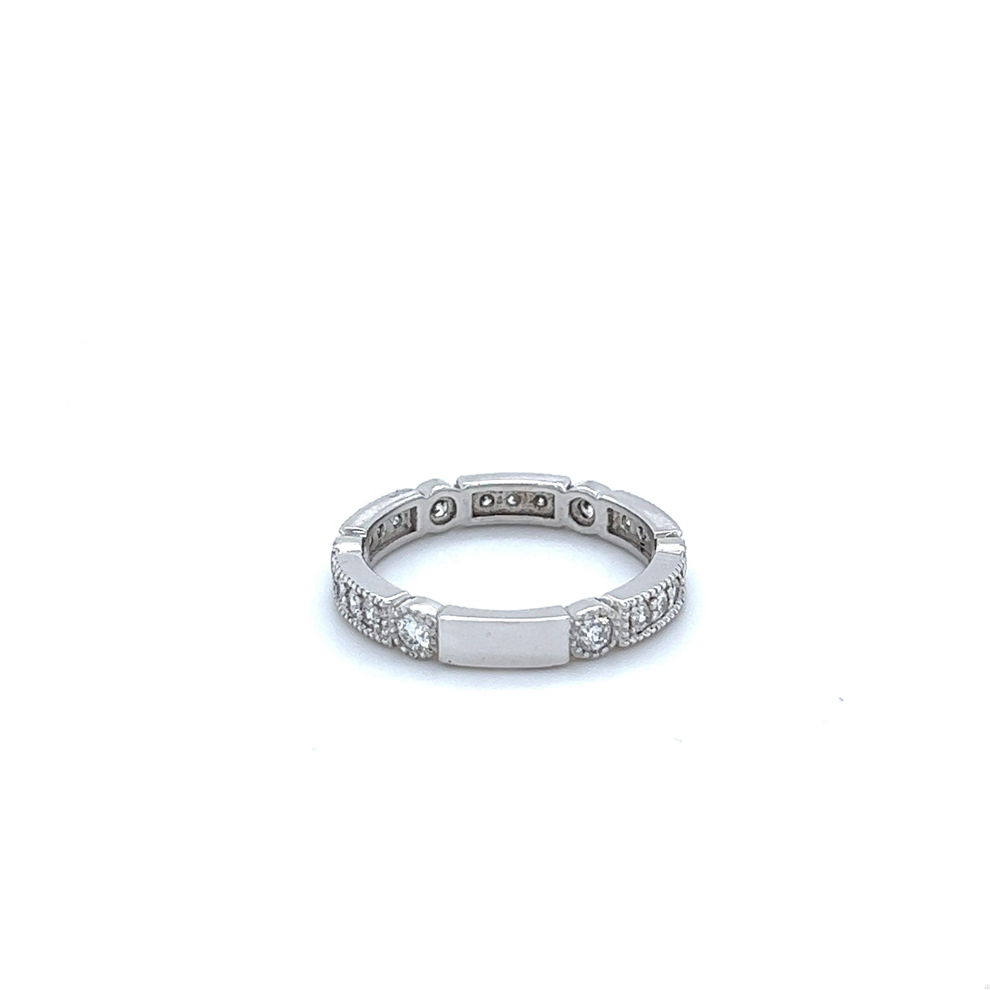 0.65 Carat Round Cut Diamond White Gold Band