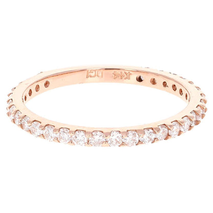 0.66 Carat Round Cut Diamond Band 14 Karat Rose Gold