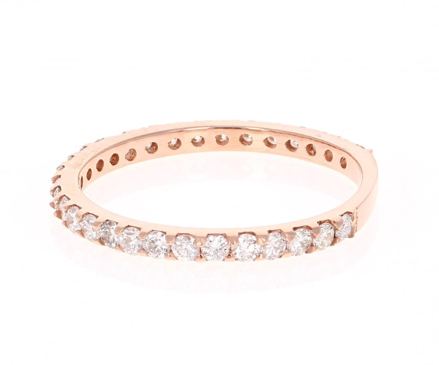 0.66 Carat Round Cut Diamond Band 14 Karat Rose Gold