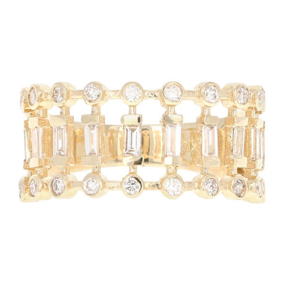 0.72 Carat Round Baguette Cut Diamond Band 14 Karat Yellow Gold
