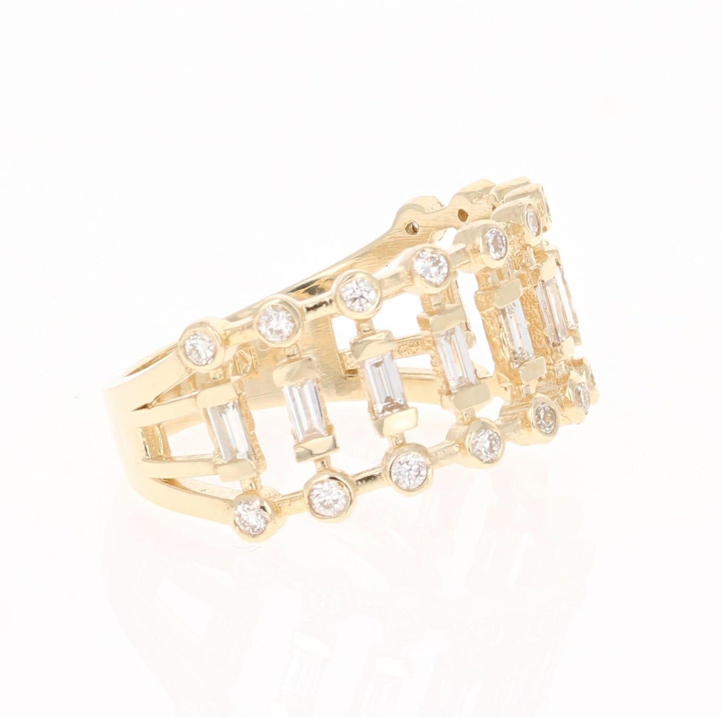 0.72 Carat Round Baguette Cut Diamond Band 14 Karat Yellow Gold