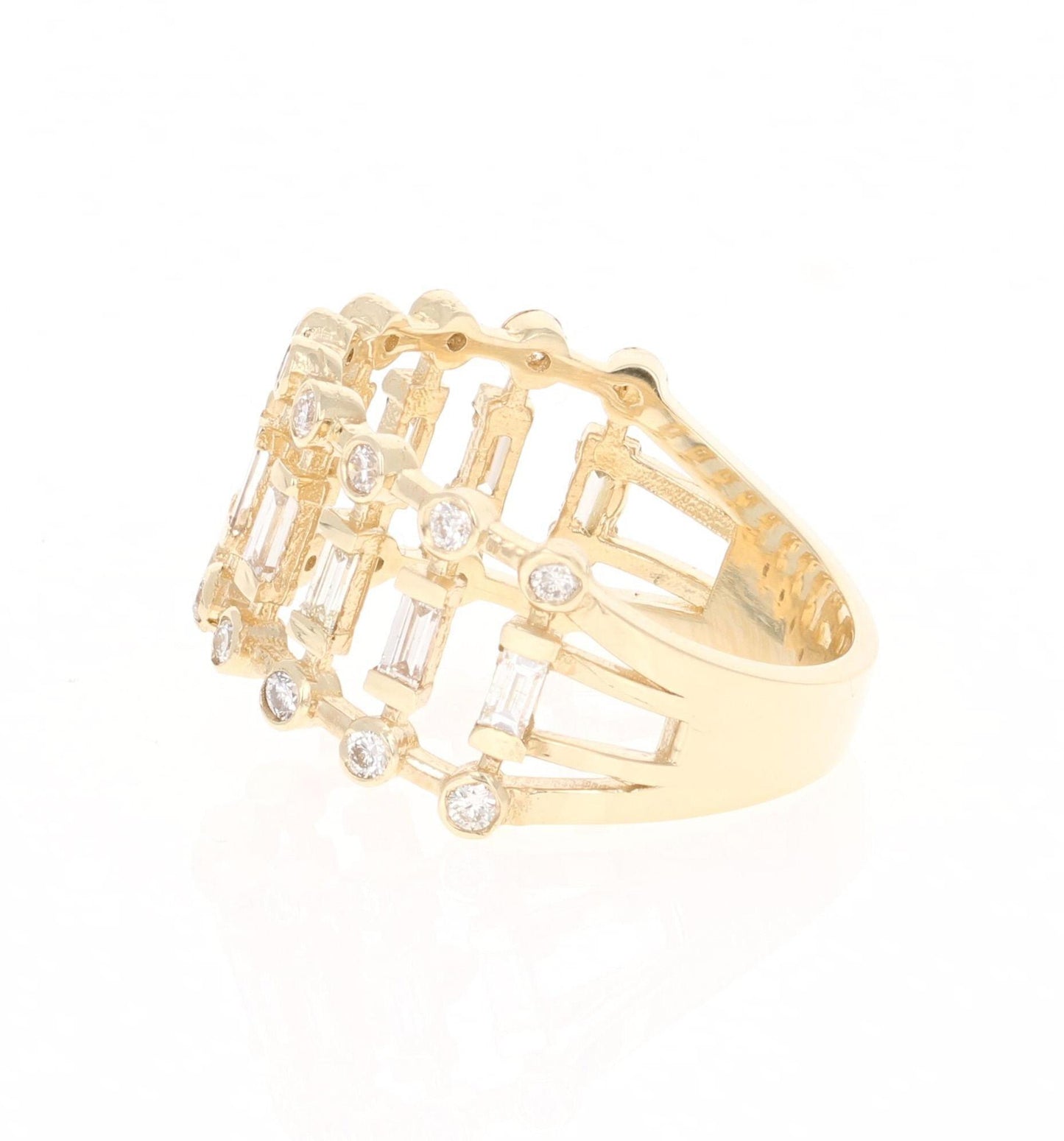 0.72 Carat Round Baguette Cut Diamond Band 14 Karat Yellow Gold