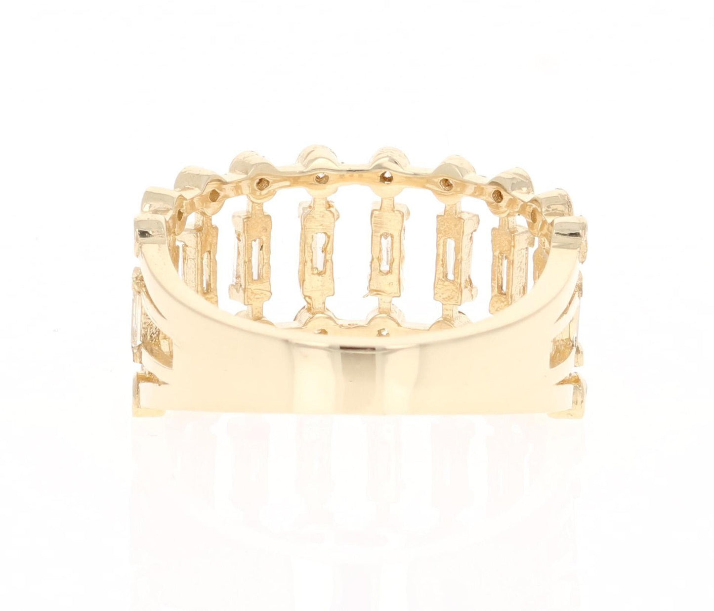 0.72 Carat Round Baguette Cut Diamond Band 14 Karat Yellow Gold
