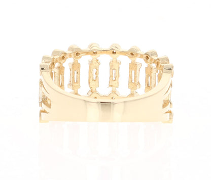 0.72 Carat Round Baguette Cut Diamond Band 14 Karat Yellow Gold