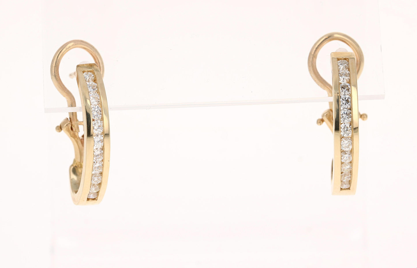 0.75 Carat Diamond Hoop Earrings 14 Karat Yellow Gold