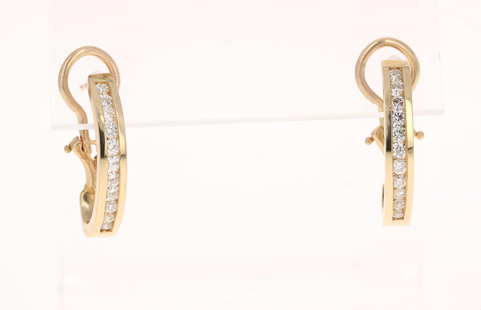 0.75 Carat Diamond Hoop Earrings 14 Karat Yellow Gold