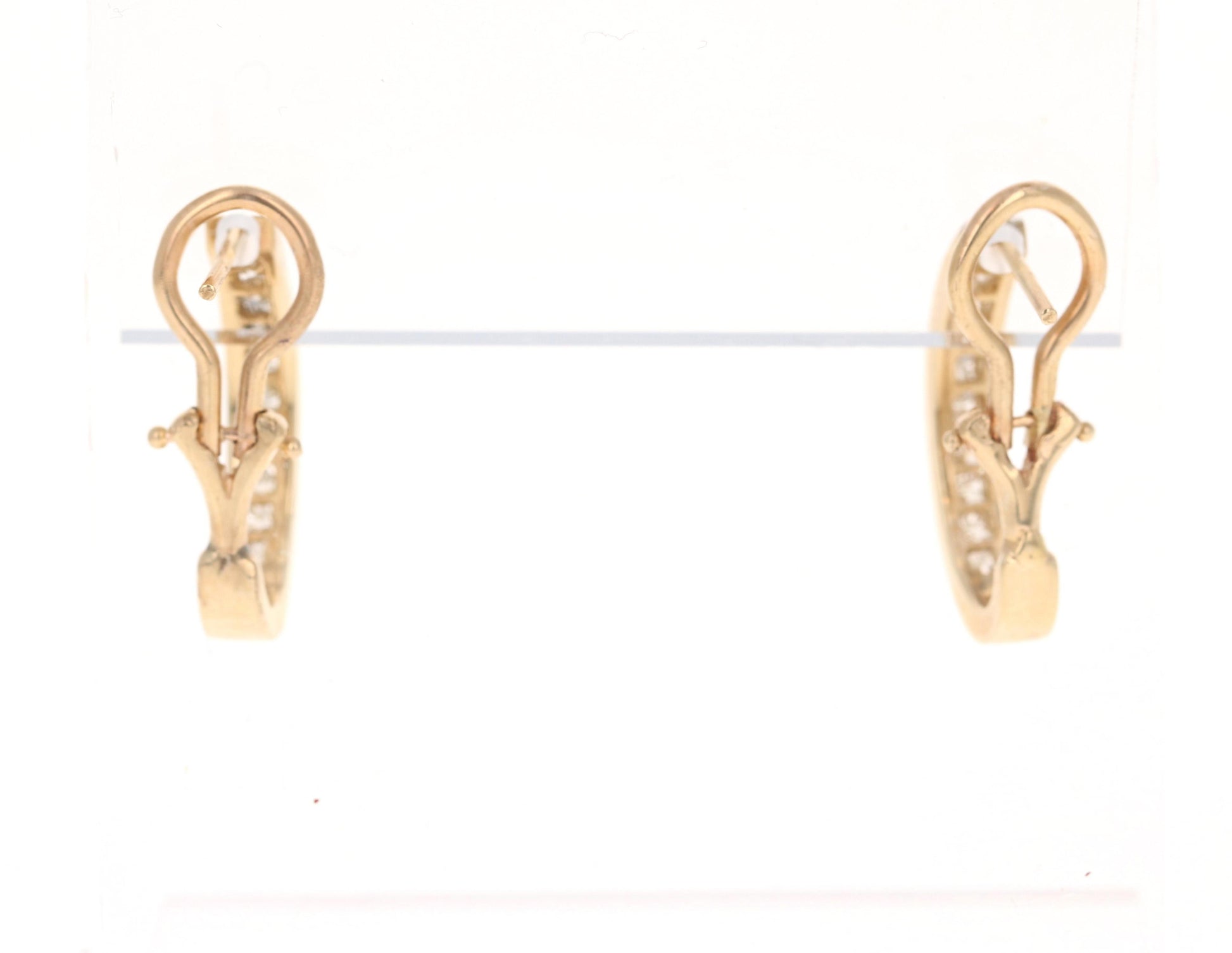 0.75 Carat Diamond Hoop Earrings 14 Karat Yellow Gold