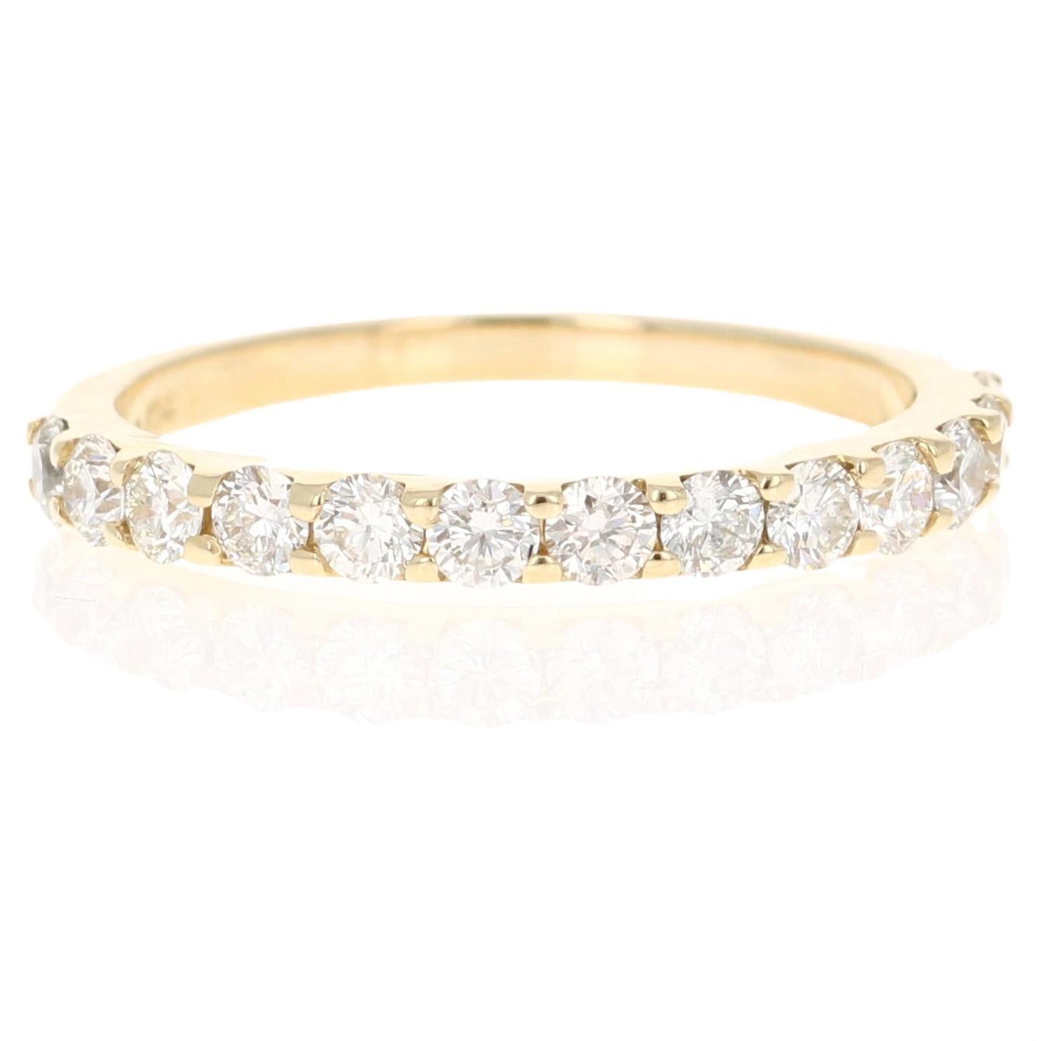 0.75 Carat Round Cut Diamond Band 14 Karat Yellow Gold