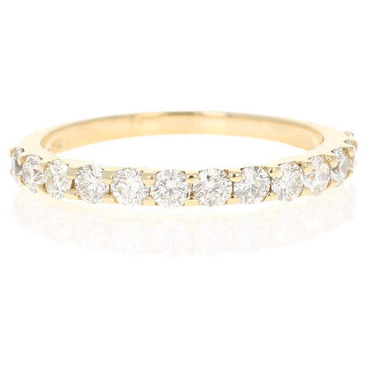 0.75 Carat Round Cut Diamond Band 14 Karat Yellow Gold