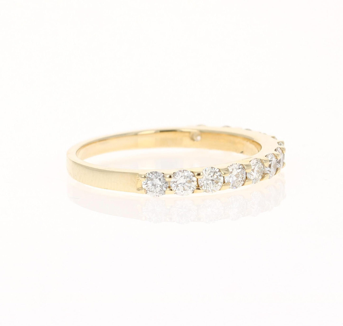 0.75 Carat Round Cut Diamond Band 14 Karat Yellow Gold