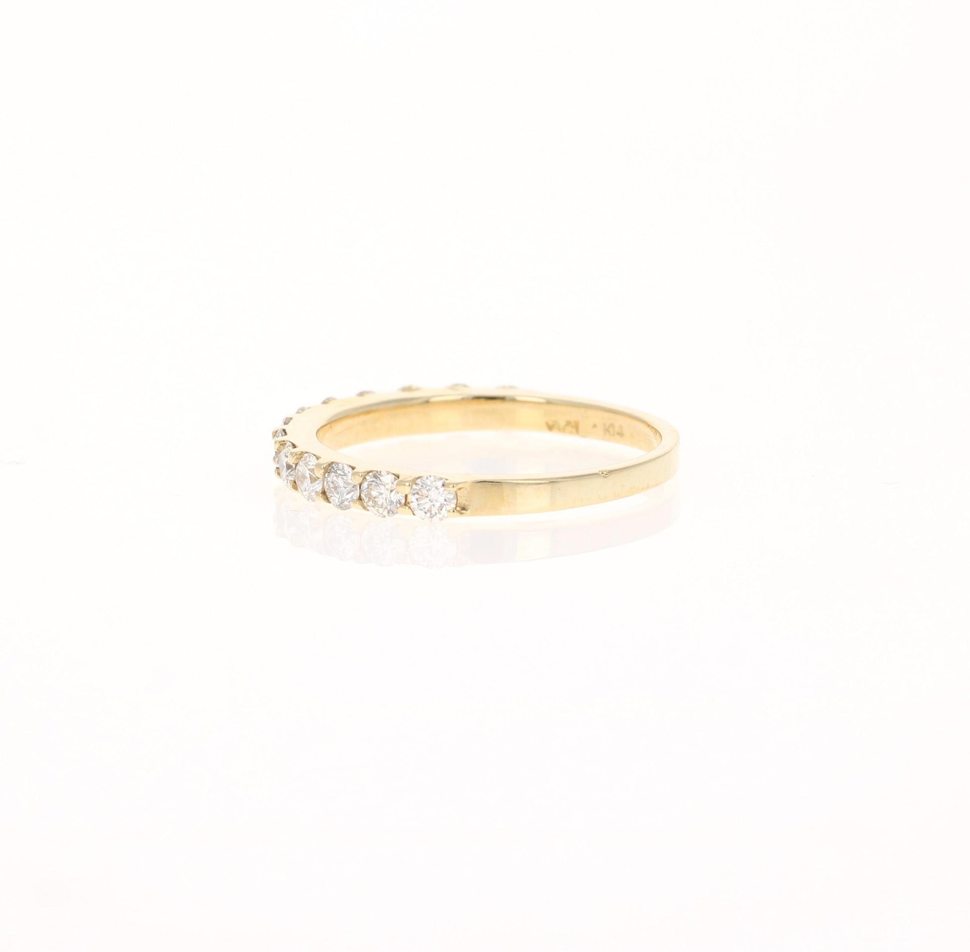 0.75 Carat Round Cut Diamond Band 14 Karat Yellow Gold