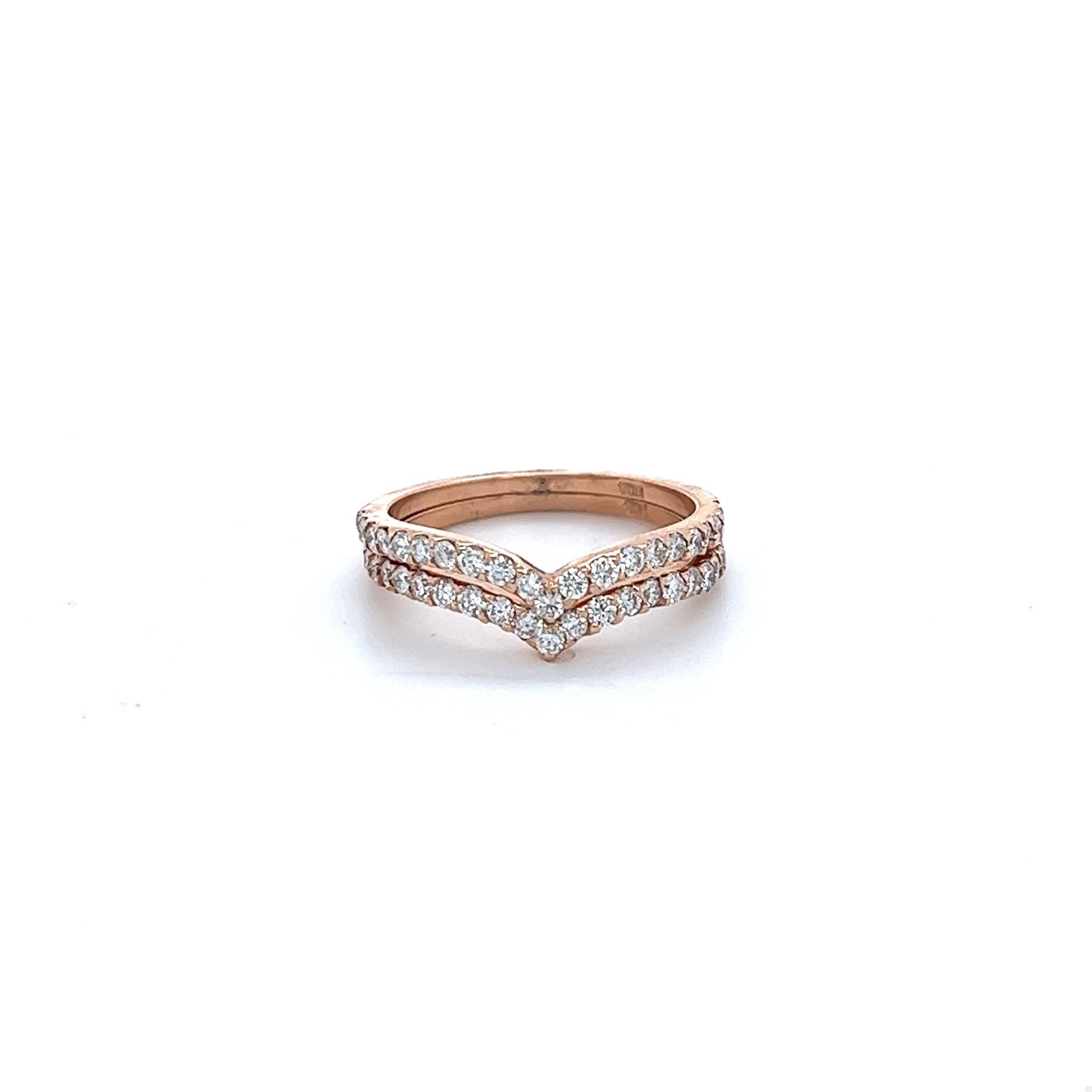 0.79 Carat Round Cut Diamond Rose Gold Bands
