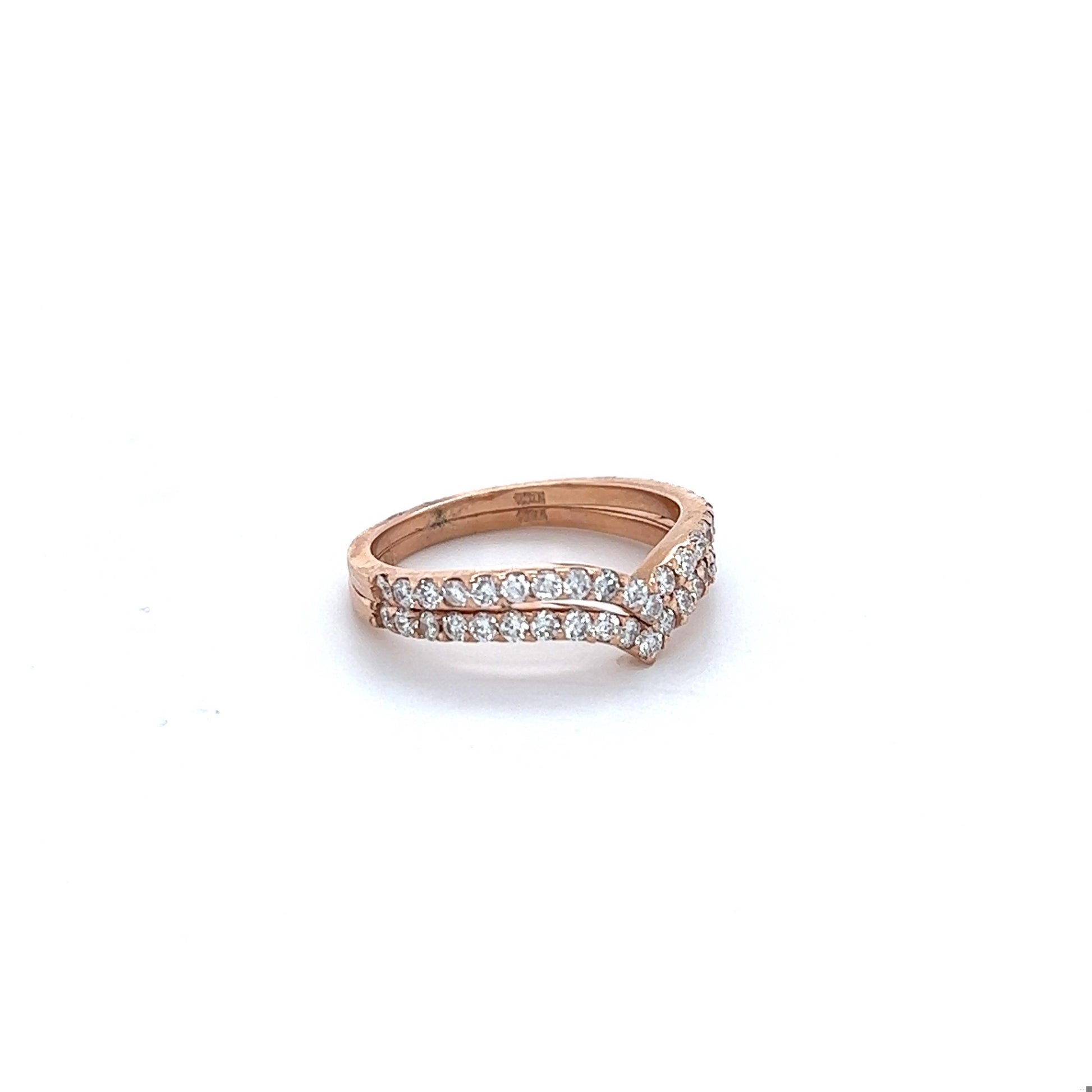 0.79 Carat Round Cut Diamond Rose Gold Bands