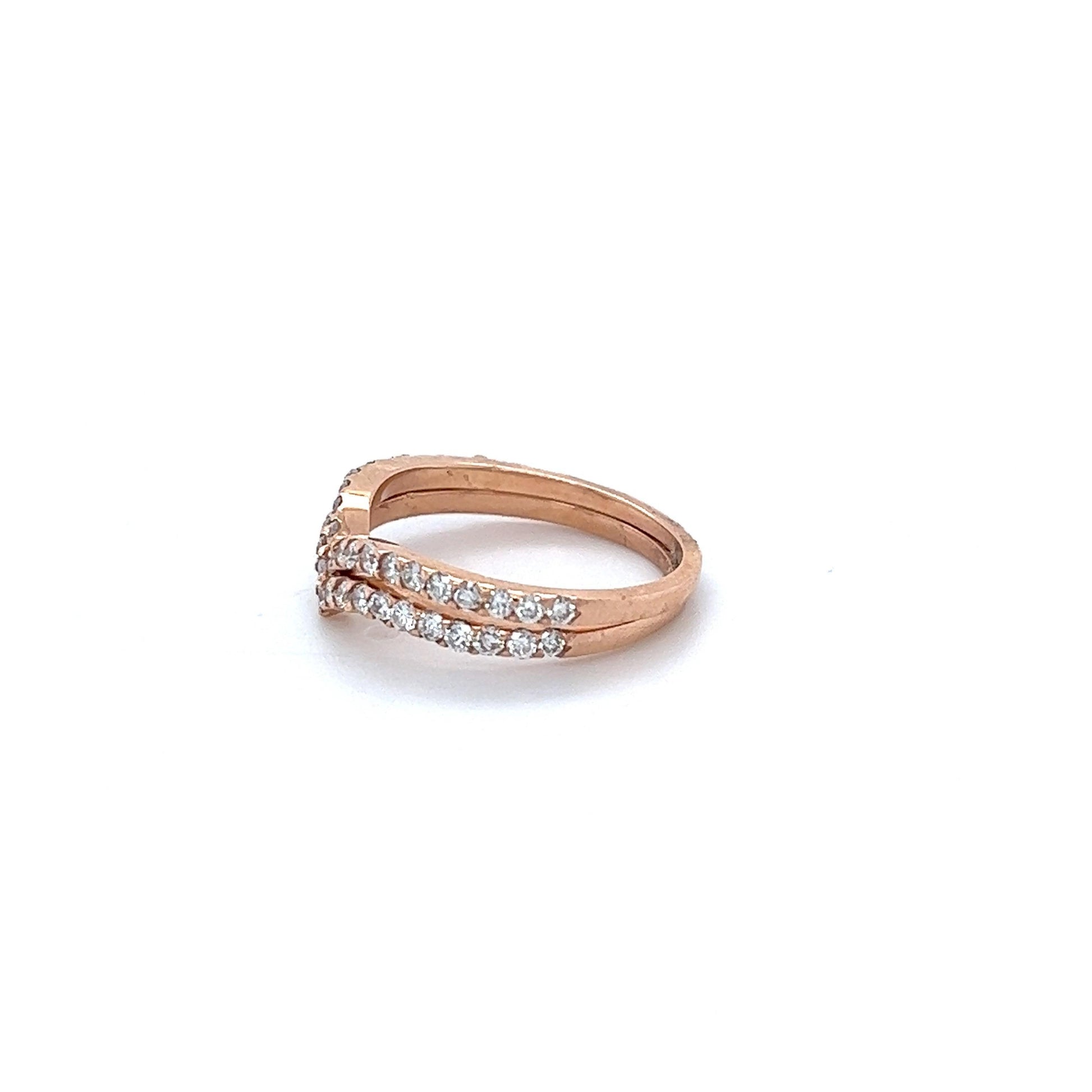 0.79 Carat Round Cut Diamond Rose Gold Bands