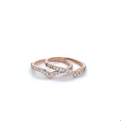 0.79 Carat Round Cut Diamond Rose Gold Bands