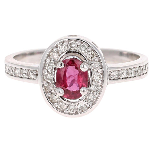 0.90 Carat Ruby Diamond White Gold Ring