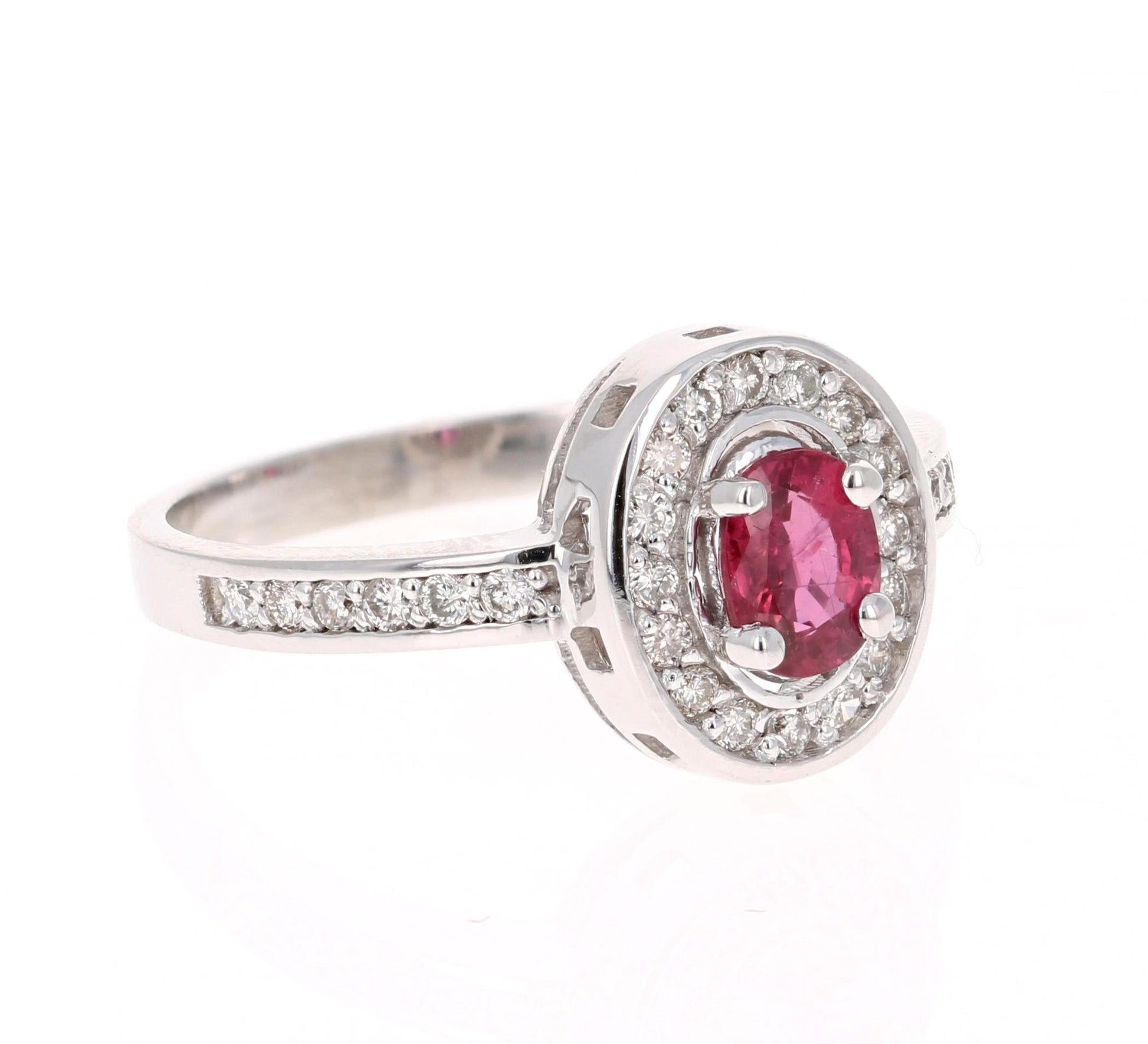 0.90 Carat Ruby Diamond White Gold Ring