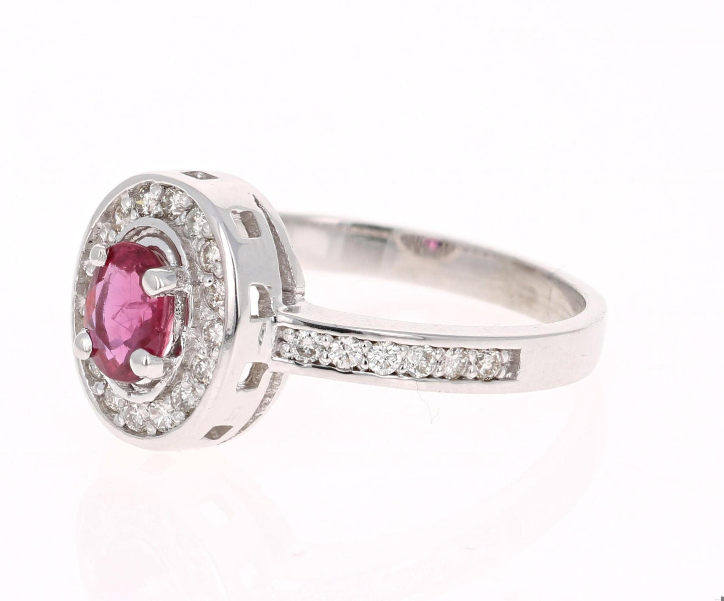 0.90 Carat Ruby Diamond White Gold Ring