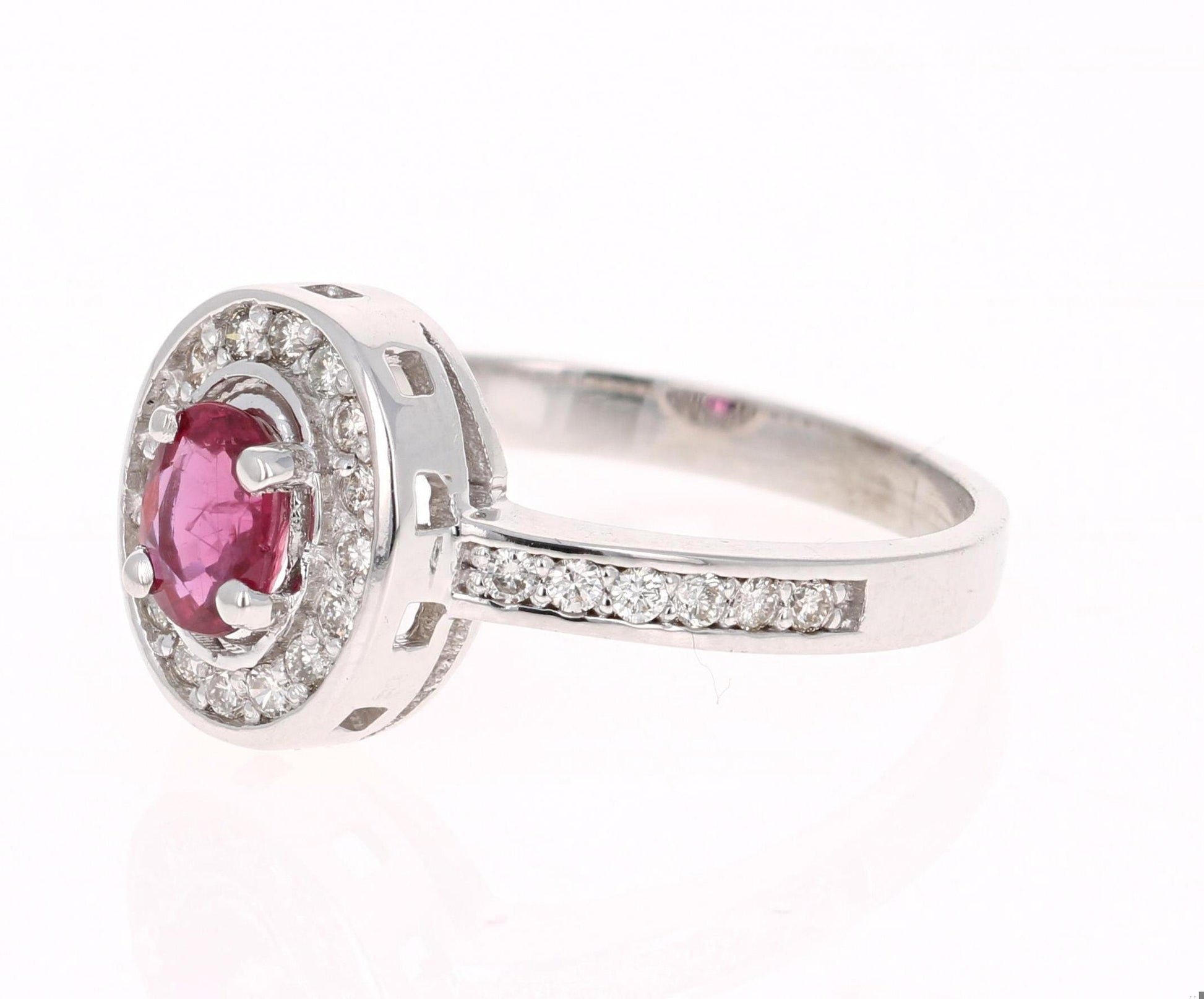 0.90 Carat Ruby Diamond White Gold Ring