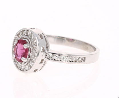 0.90 Carat Ruby Diamond White Gold Ring