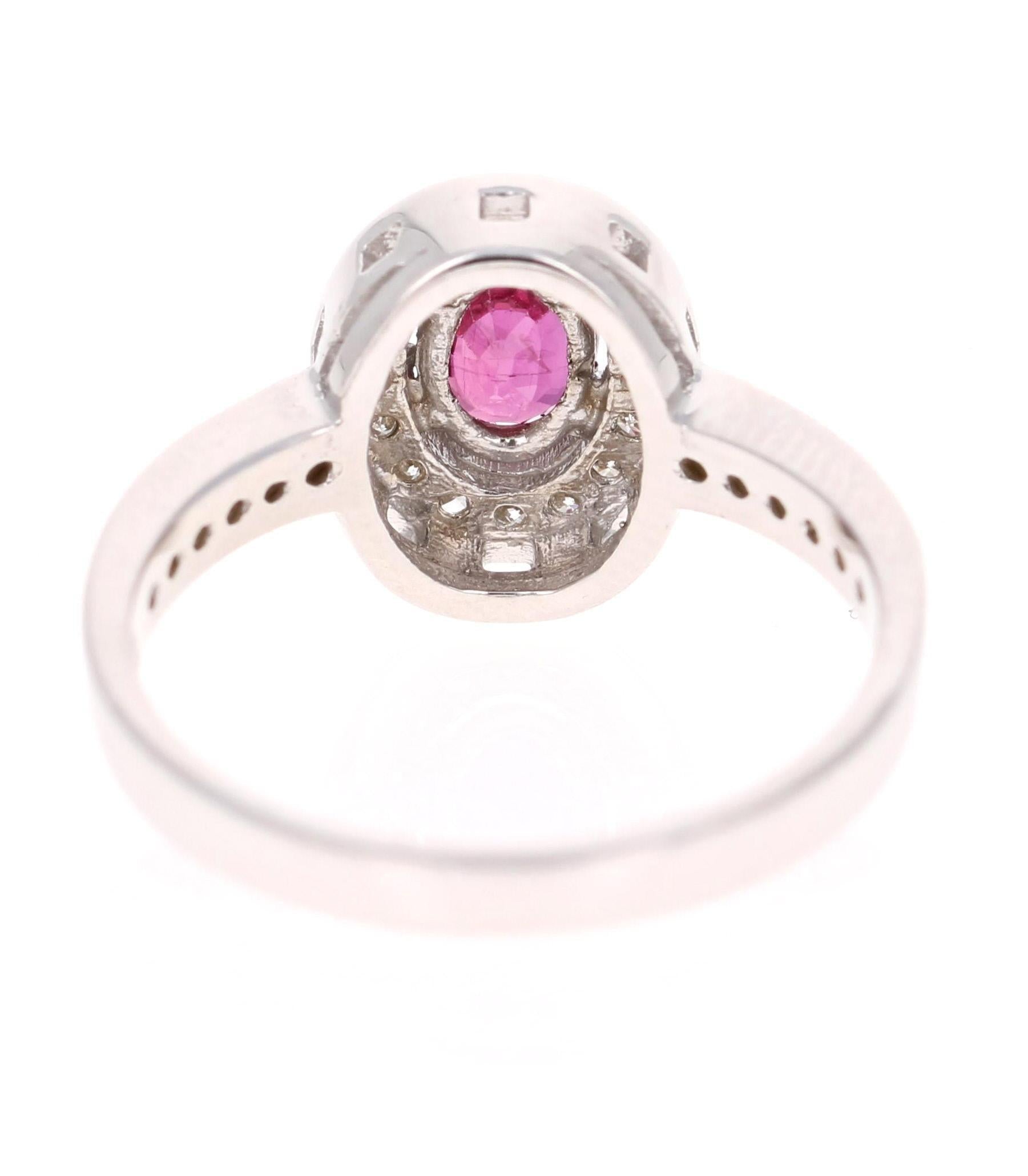 0.90 Carat Ruby Diamond White Gold Ring
