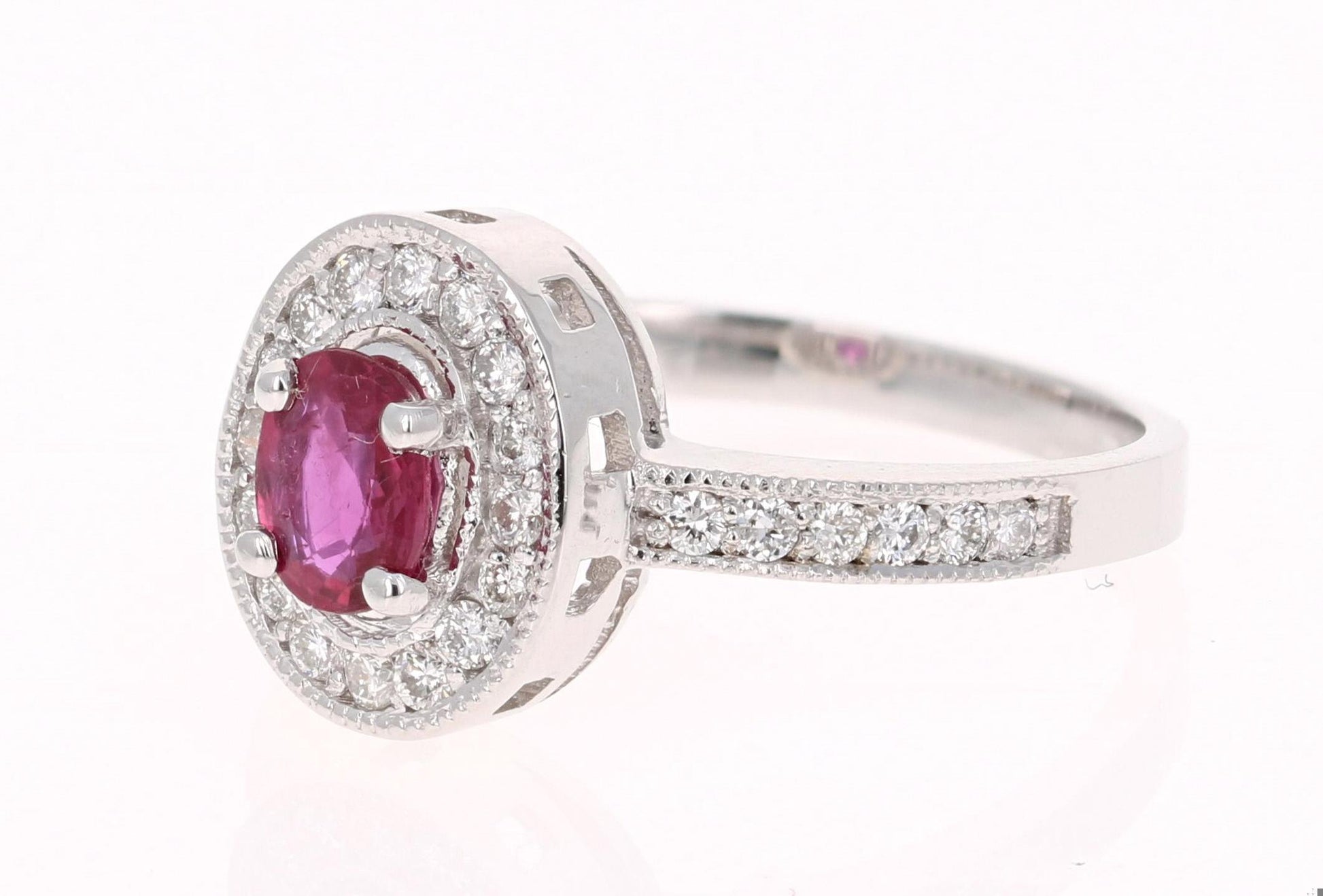 0.91 Carat Ruby Diamond 14 Karat White Gold Ring