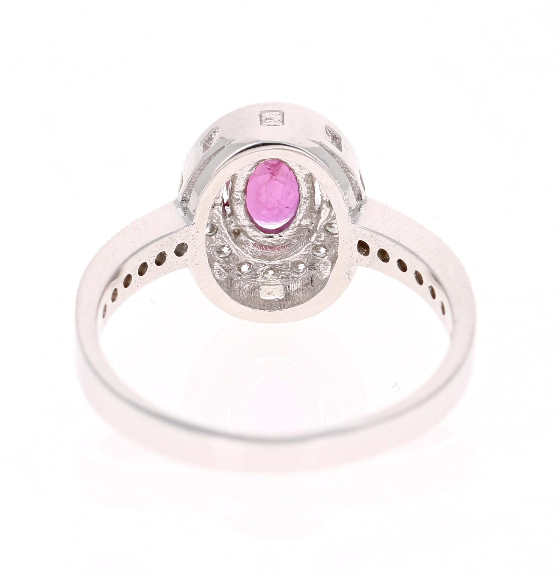 0.91 Carat Ruby Diamond 14 Karat White Gold Ring