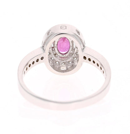 0.91 Carat Ruby Diamond 14 Karat White Gold Ring