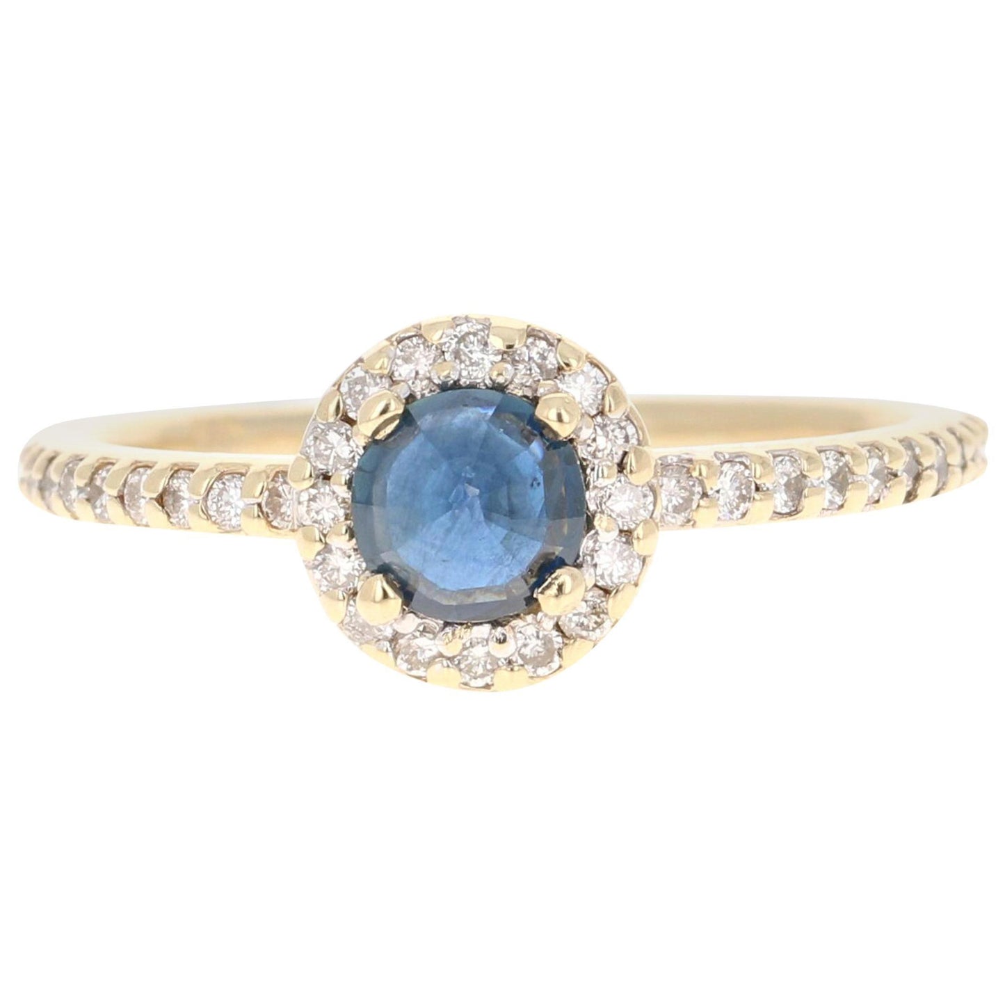 0.92 Carat Blue Sapphire Diamond Yellow Gold Ring