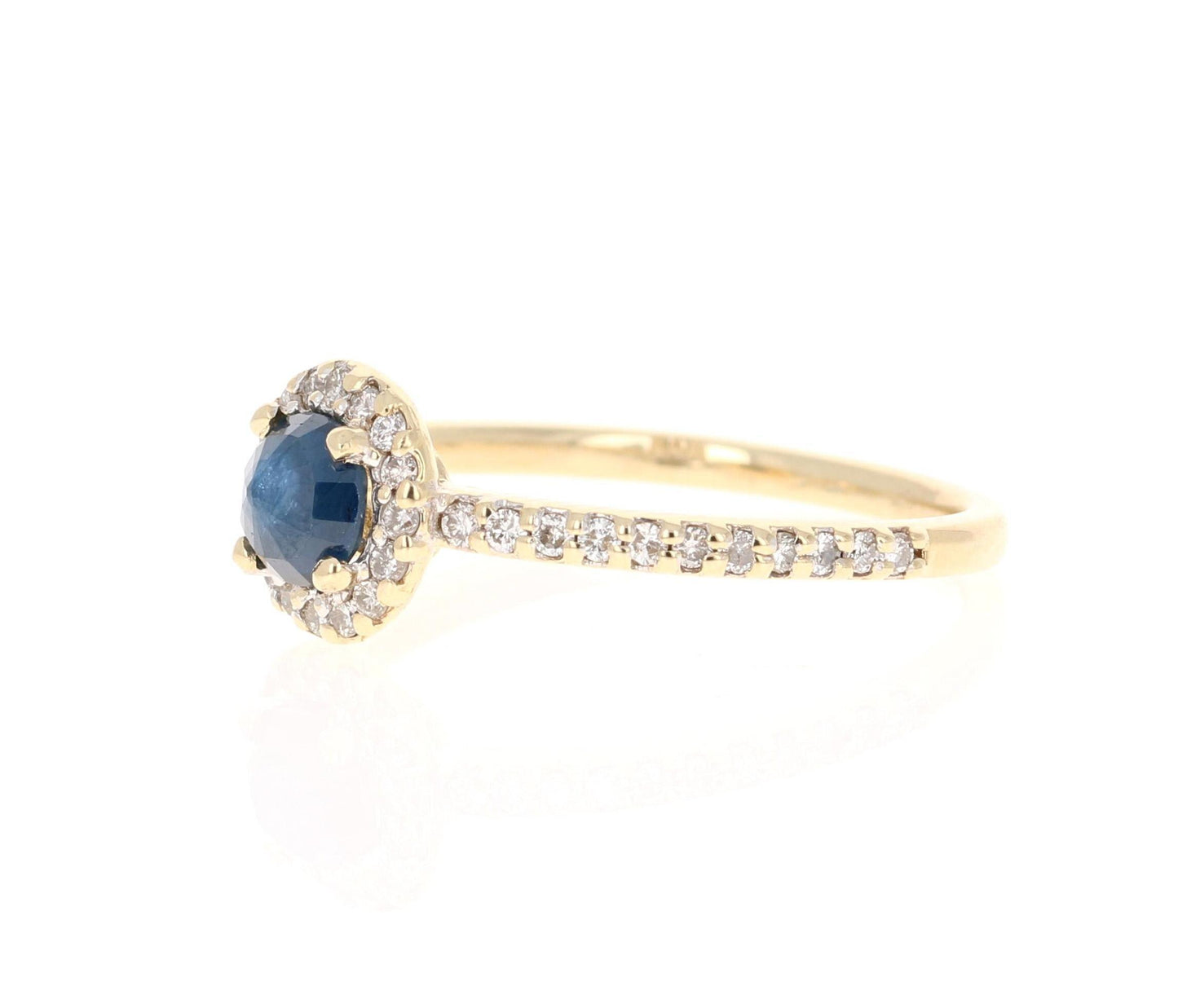 0.92 Carat Blue Sapphire Diamond Yellow Gold Ring