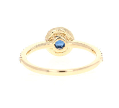0.92 Carat Blue Sapphire Diamond Yellow Gold Ring