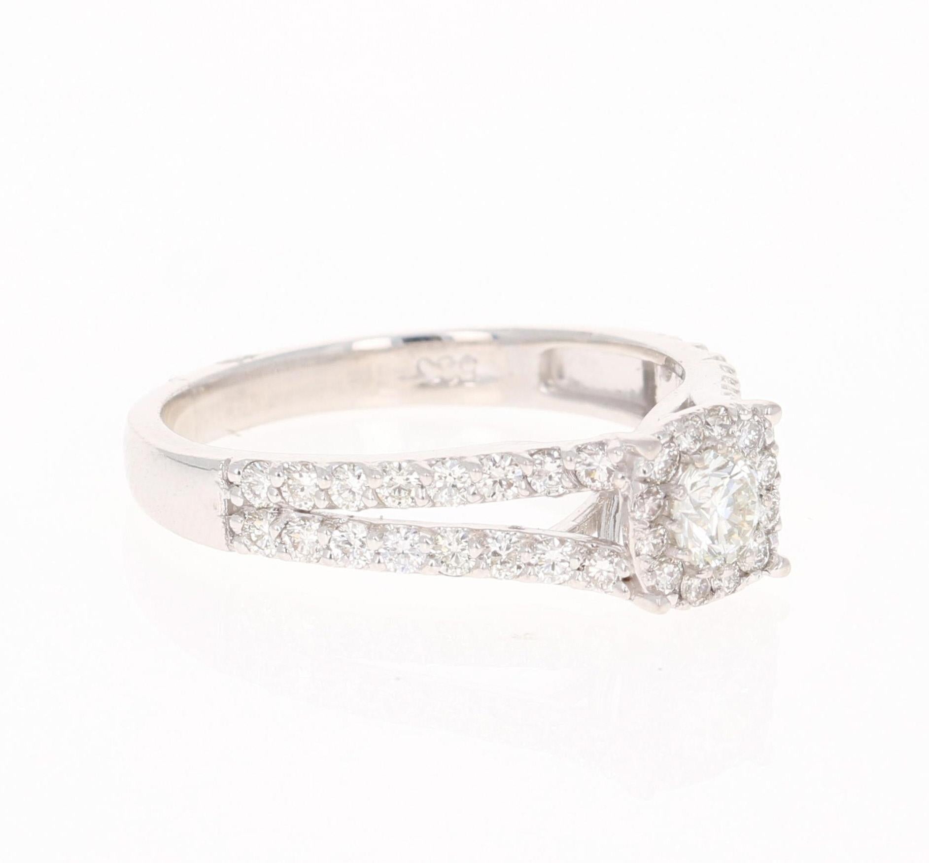 0.95 Carat Diamond White Gold Engagement Ring