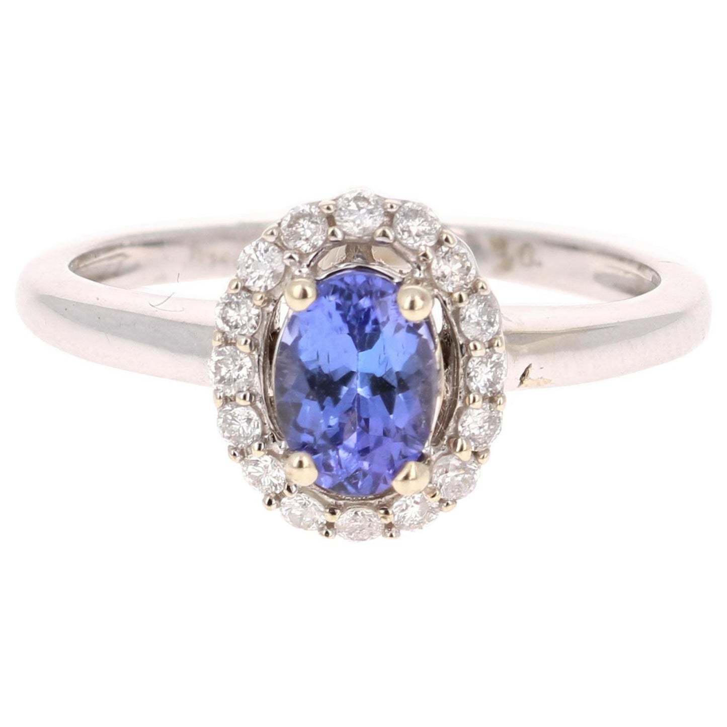 0.99 Carat Oval Cut Tanzanite Diamond Ring 14 Karat White Gold