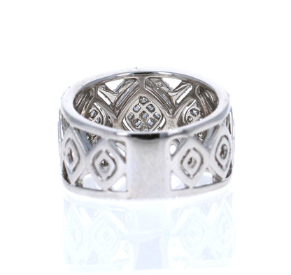 1.00 Carat Diamond 18 Karat White Gold Vintage Cocktail Band