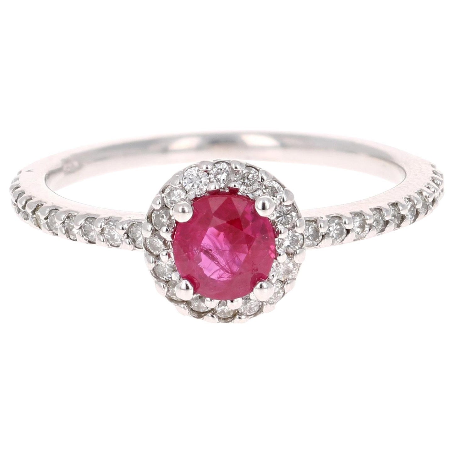 1.03 Carat Ruby Diamond 14 Karat White Gold Ring