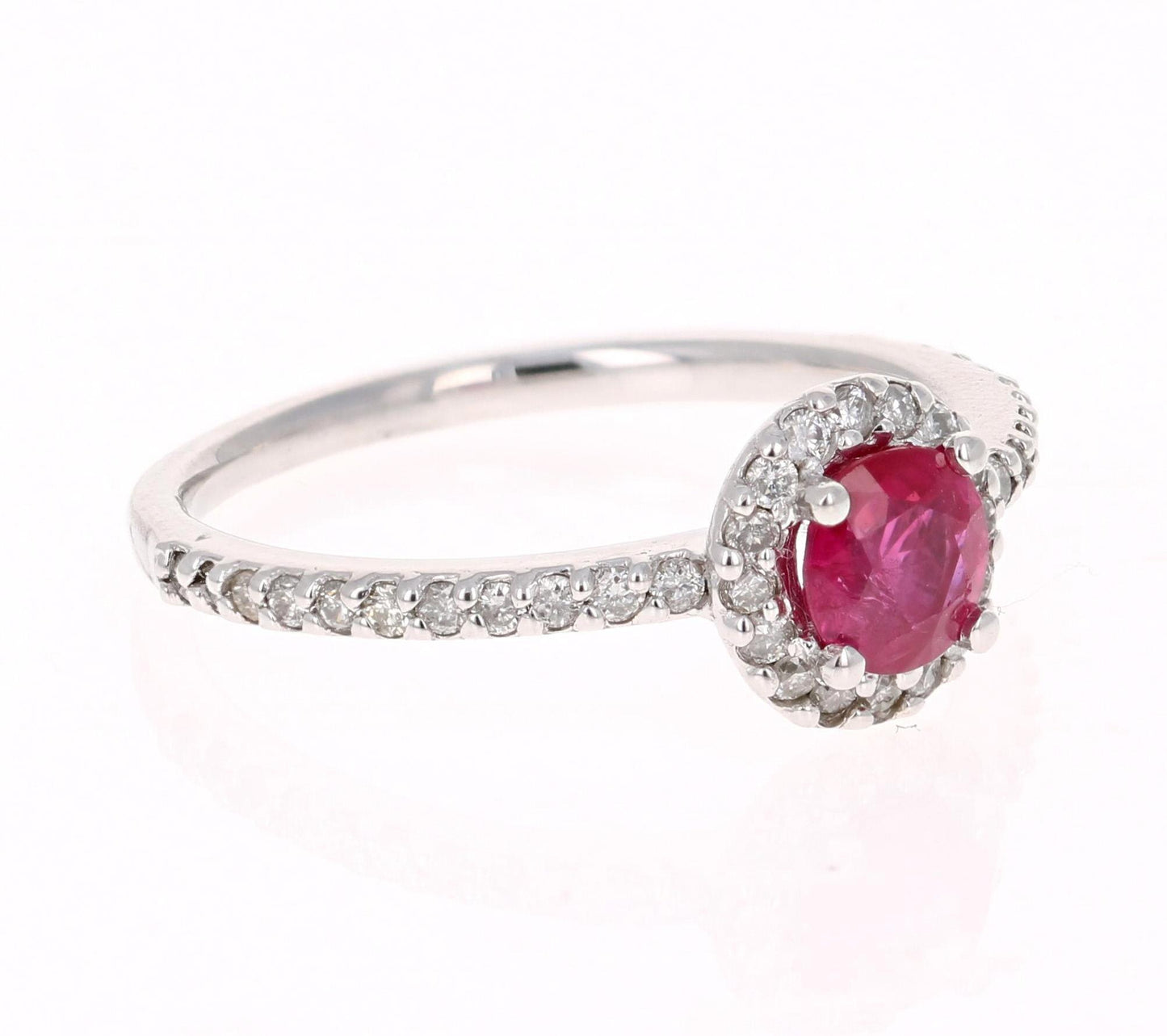 1.03 Carat Ruby Diamond 14 Karat White Gold Ring