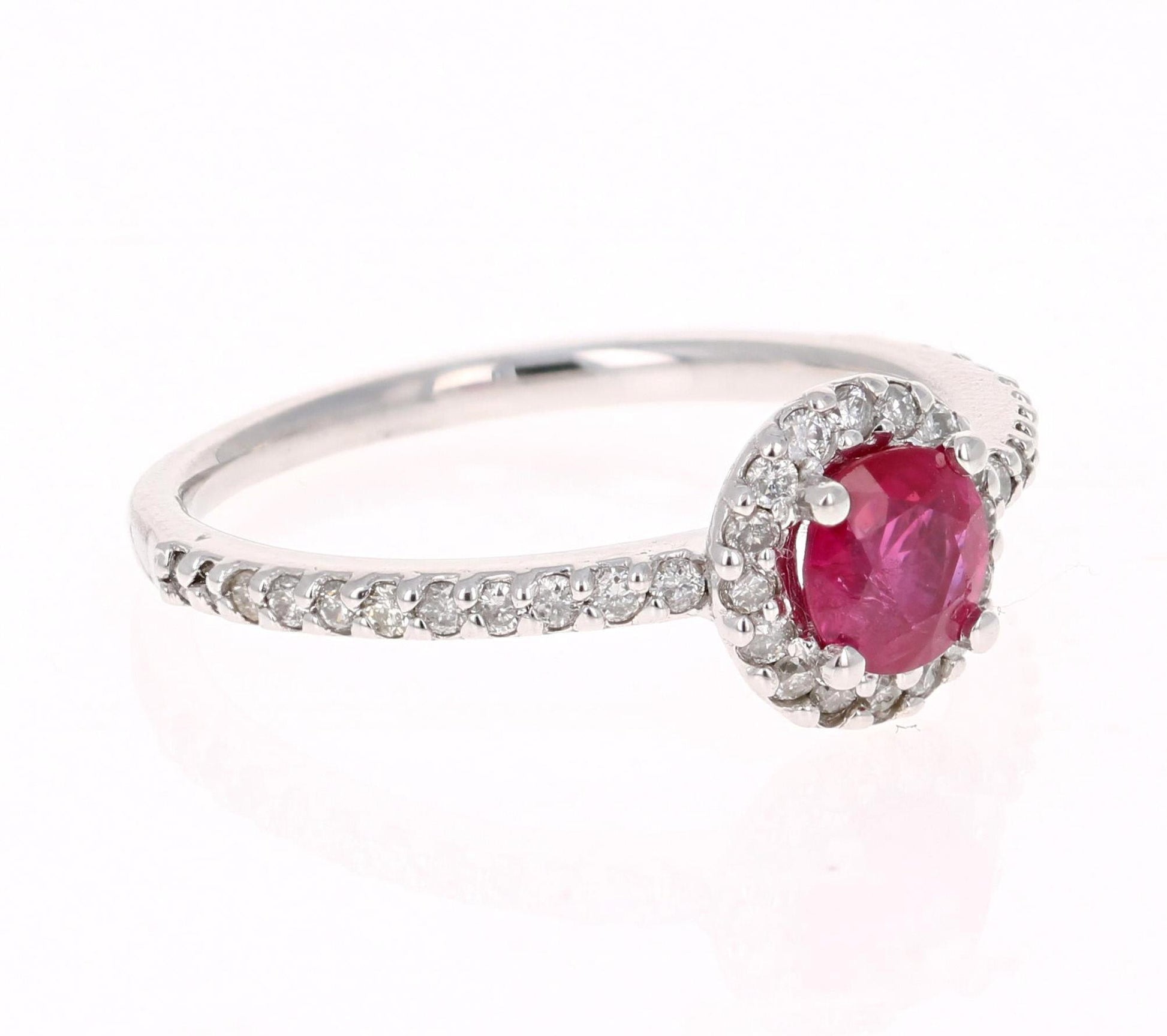 1.03 Carat Ruby Diamond 14 Karat White Gold Ring