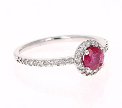 1.03 Carat Ruby Diamond 14 Karat White Gold Ring