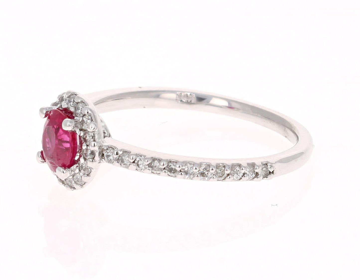 1.03 Carat Ruby Diamond 14 Karat White Gold Ring