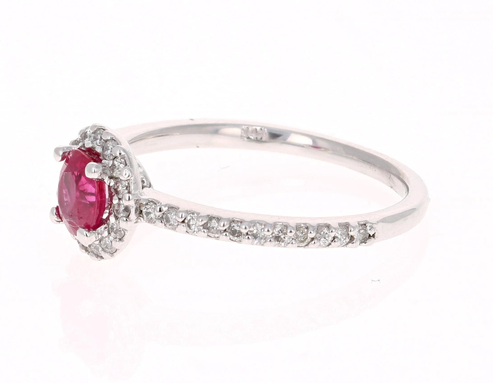 1.03 Carat Ruby Diamond 14 Karat White Gold Ring