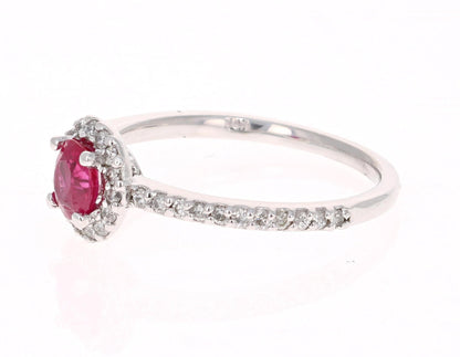 1.03 Carat Ruby Diamond 14 Karat White Gold Ring