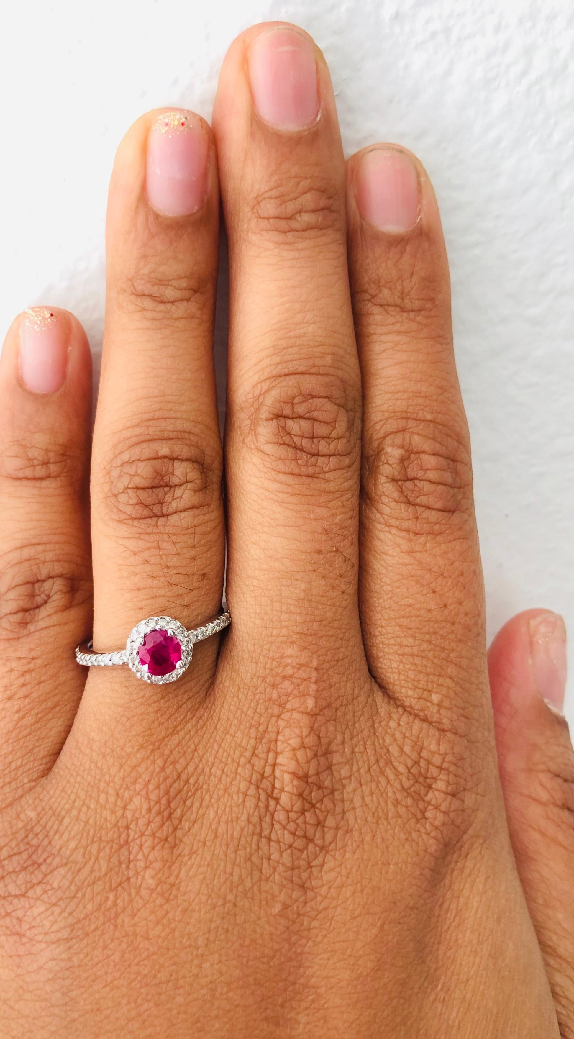 1.03 Carat Ruby Diamond 14 Karat White Gold Ring