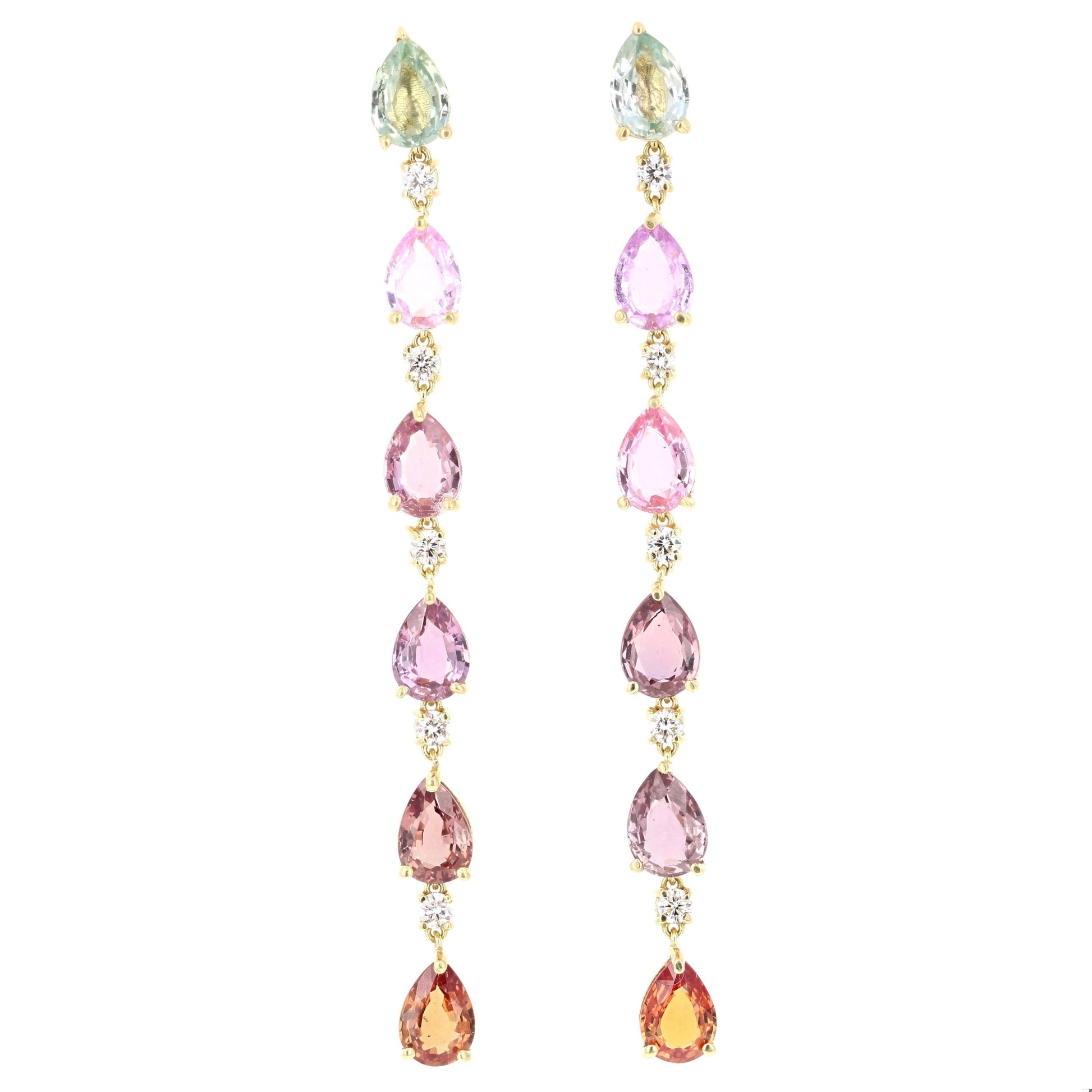 10.40 Carat Sapphire Diamond 18 Karat Yellow Gold Earrings
