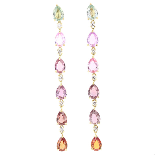 10.40 Carat Sapphire Diamond 18 Karat Yellow Gold Earrings