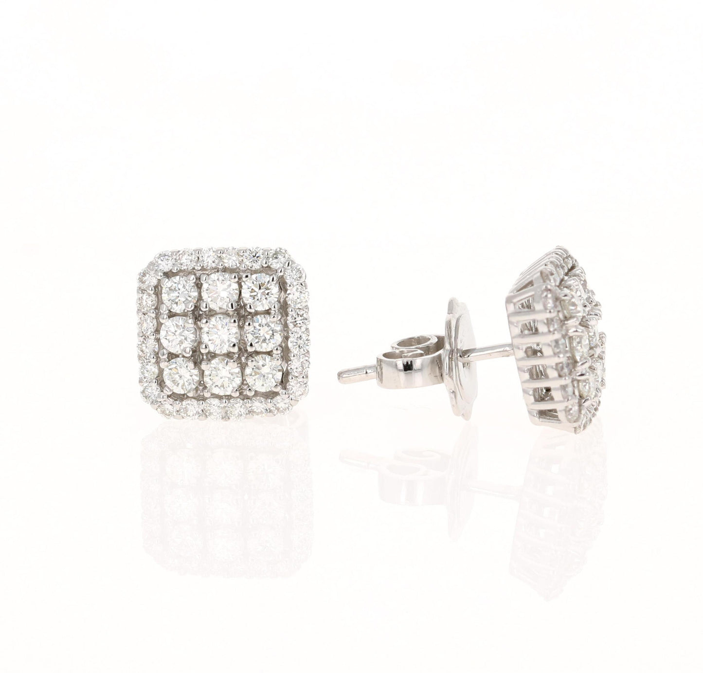 1.06 Carat Round Diamond White Gold Earrings