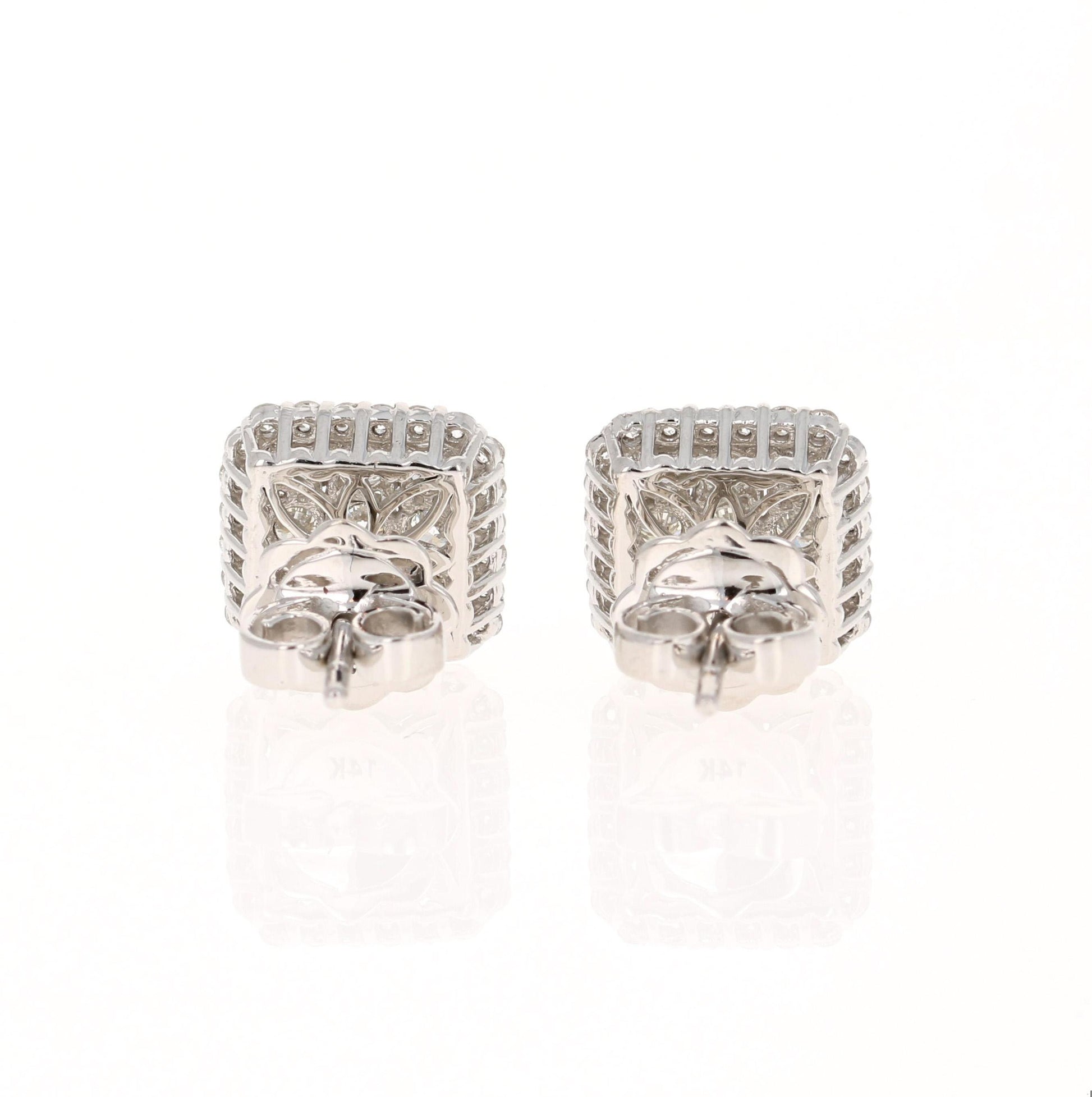 1.06 Carat Round Diamond White Gold Earrings